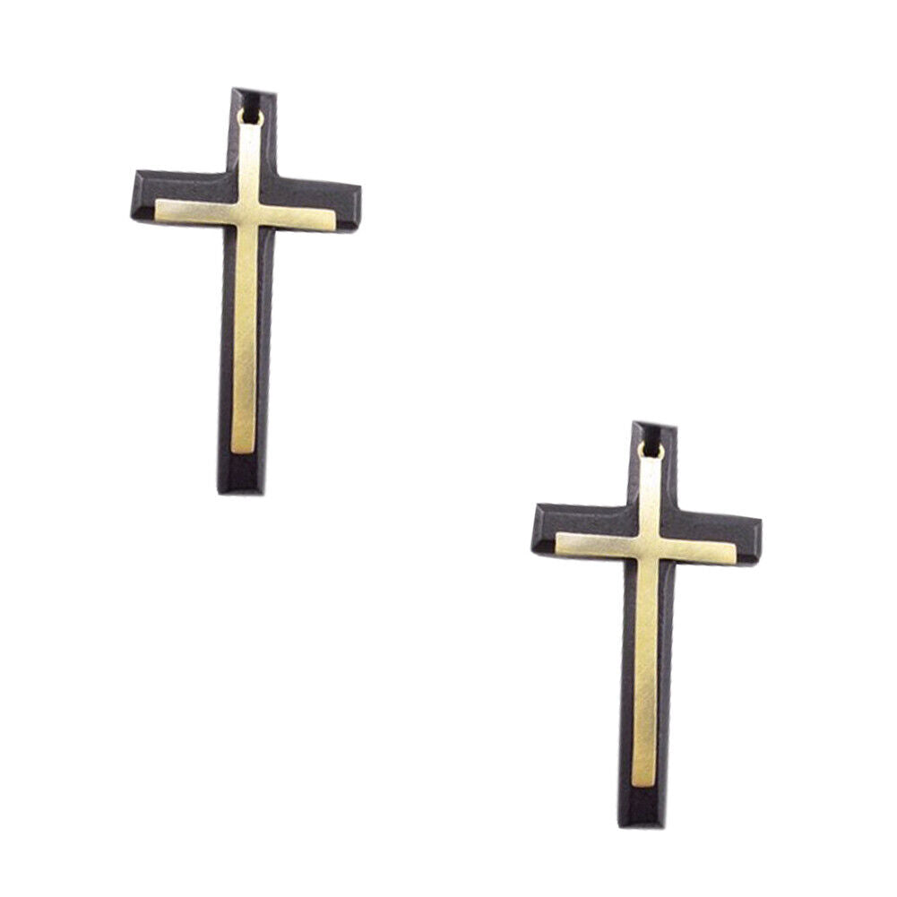 US 1-2 Pack Wood Wooden Cross Long Pendant Adjustable Christian Necklace Unisex