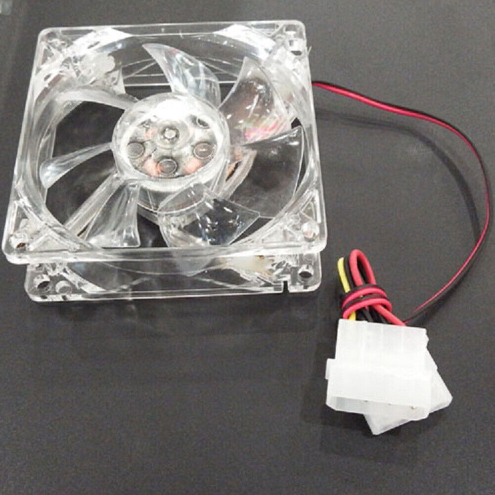 US 2-4 80mm Computer PC Clear Case Cooling Fan With LED - Blue