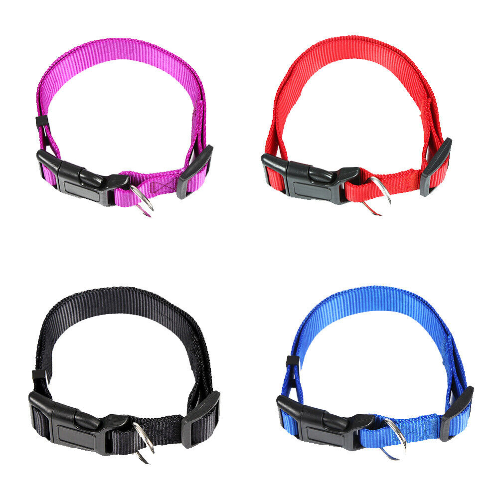 US 4-8 Pack Dog Pet Adjustable Nylon Collar Small Medium L XL With Buckle Puppy