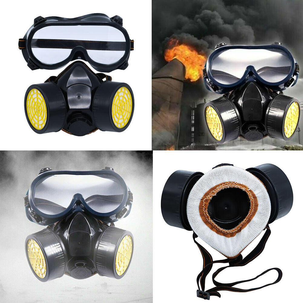 US 1-2Pc Emergency Survival Safety Respiratory GasMask Goggles Protection Filter