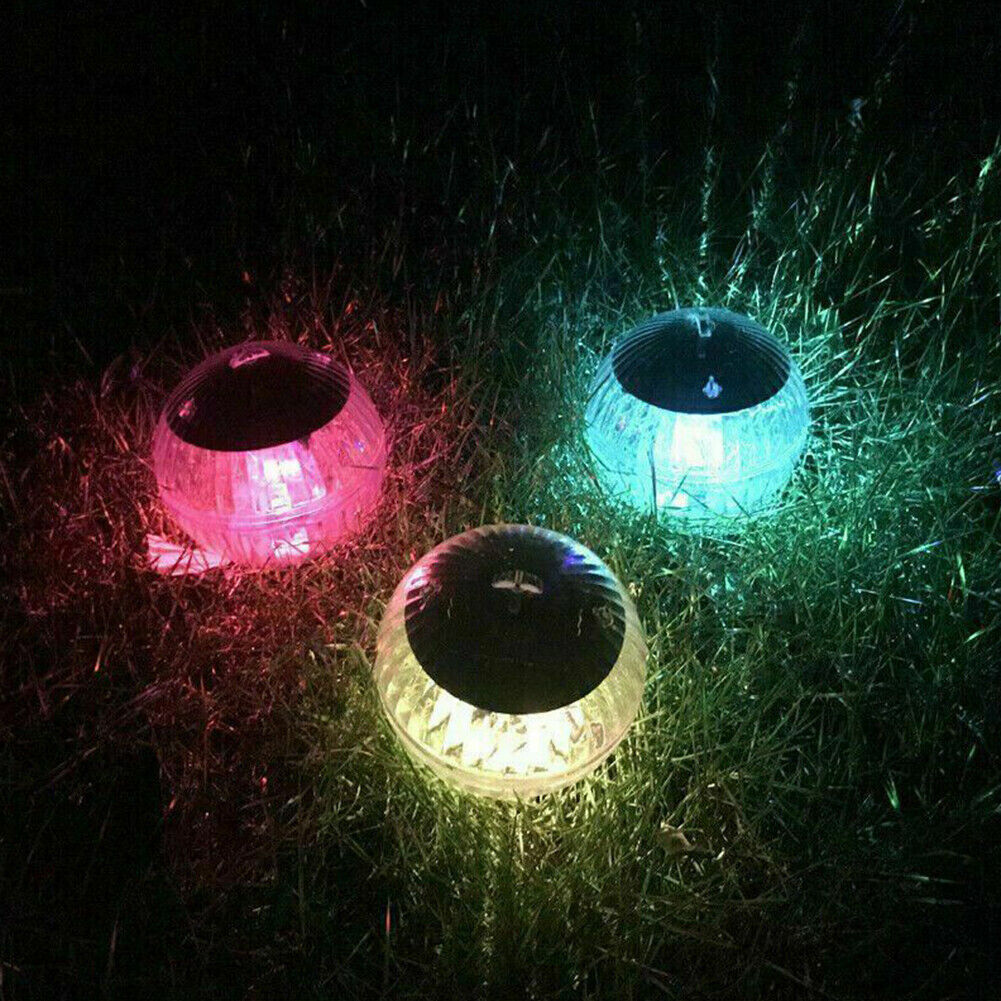 2 Pc Outdoor Solar LED Floating Light Garden Pond Pool Lamp Rotating RGB Color