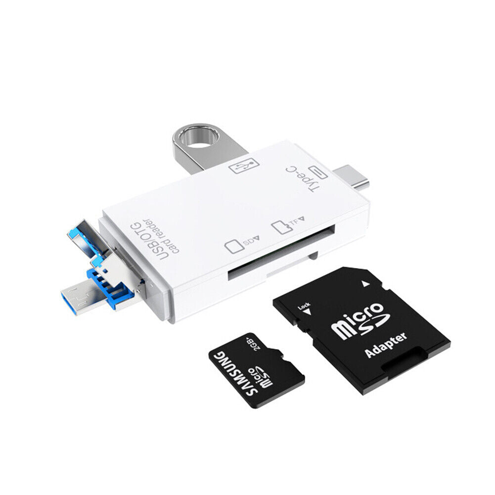 US 1-2 Pc USB 3.0 6 in 1 Card Reader TF SD Card USB C OTG For Android Phone PC