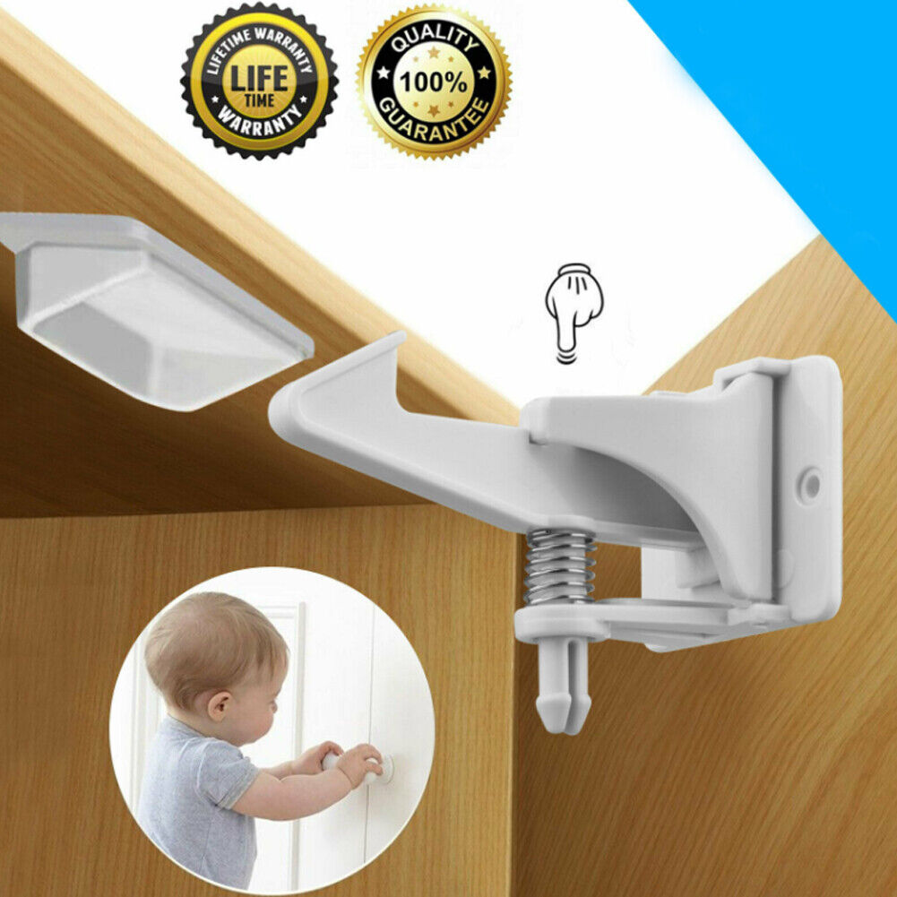 US 10-20 Pcs Set Baby Safety Cabinet Locks NO Drilling Adhesive Latches Drawer