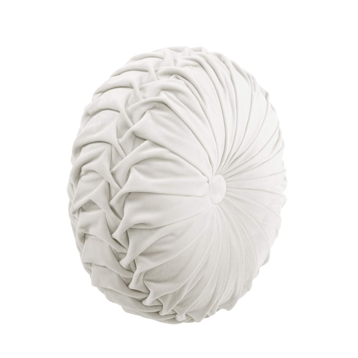 Round Pleated Soft Velvet Decorative Pillow, 1 Count (Pack of 1)