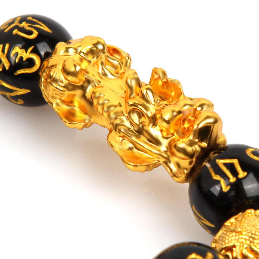 US 4-8 Pack Pi Xiu Obsidian Bracelet Dragon Bead Attract Wealth&Good Luck Bangle