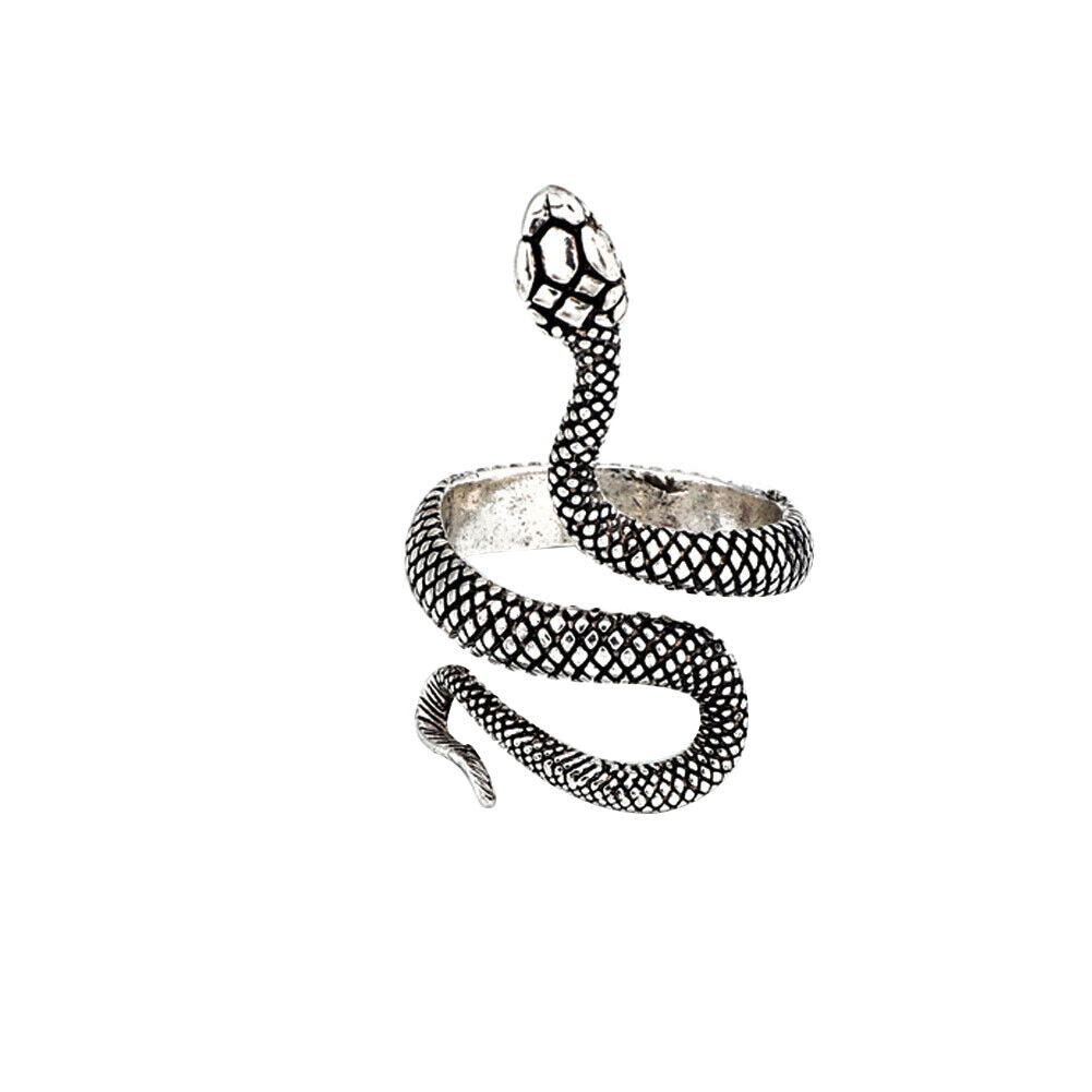 US 1-2 Stainless Steel Ring Snake Gothic Jewelry Retro Animal Adjustable Unisex