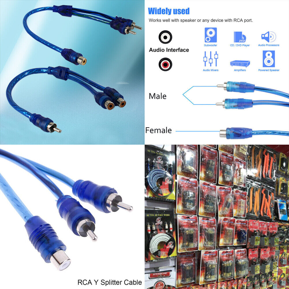 US 2-4 Pack RCA Y Adapter Splitter 1 Female to 2 Male Audio Speaker Stereo Blue