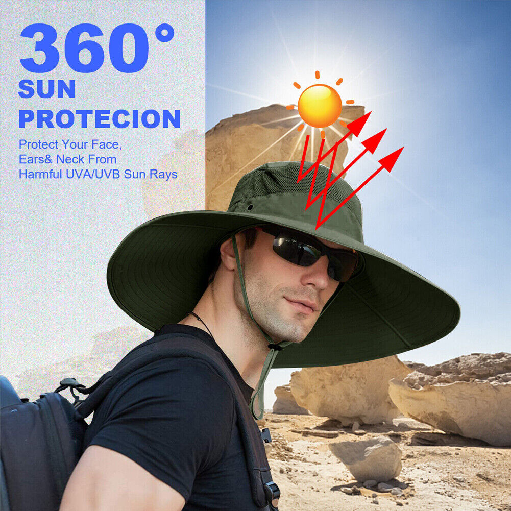US 1~2 Pack Wide Brim Foldable & Adjustable Bucket Sunhat All Seasons Waterproof