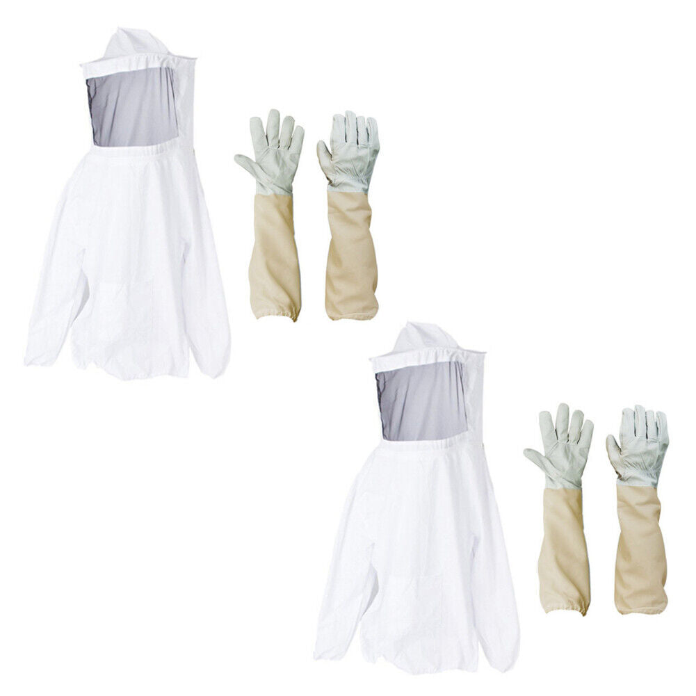 US 1-2 Set Beekeeping Protective Jacket Veil Suit Beekeeping Long Sleeve Gloves