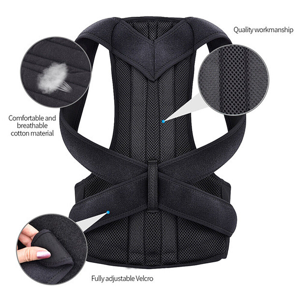 US Men Adjustable Shoulder Brace Posture Corrector Belt Posture Low Back Support