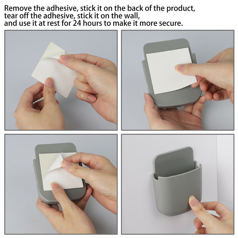 US 2~4Pc Adhesive Rack Hanging Box Remote Control Holder Phone Storage Organizer