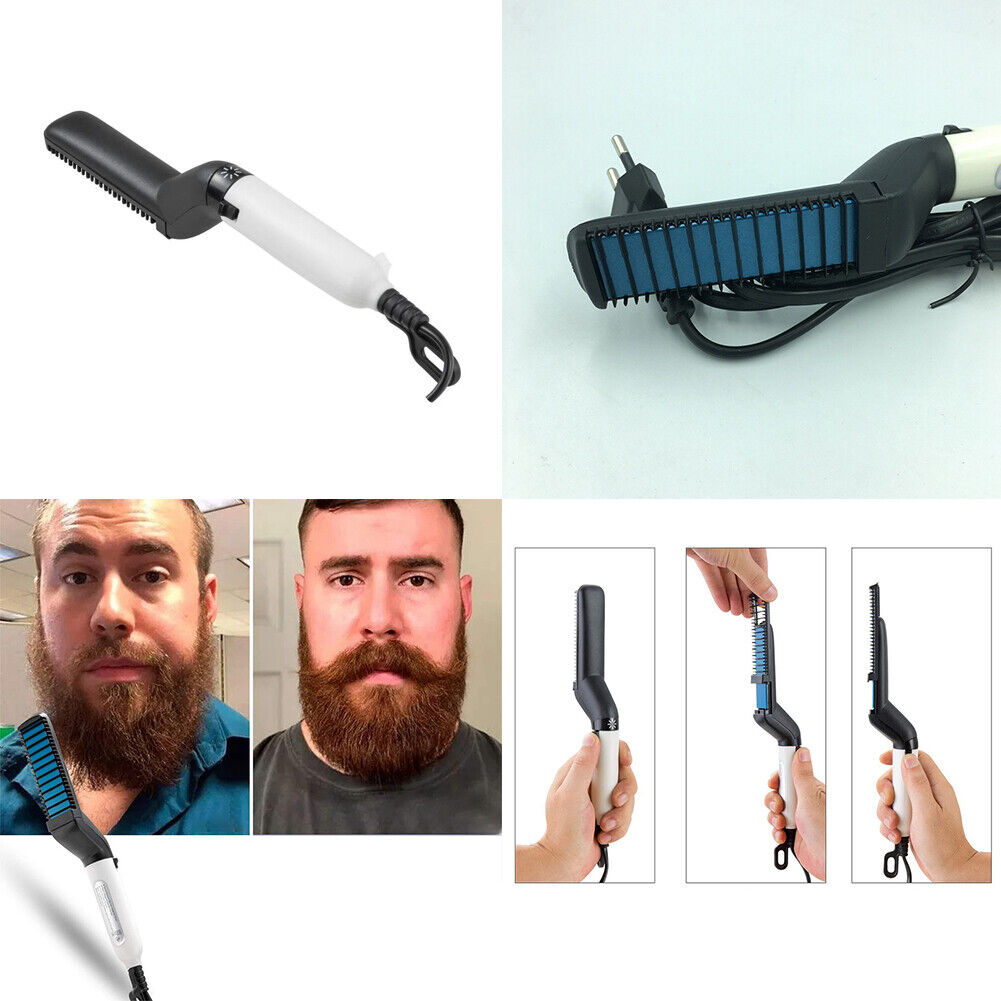 US 1-2 Pack Hair Beard Straightener Men Comb Electric Hot Multifunctional Brush