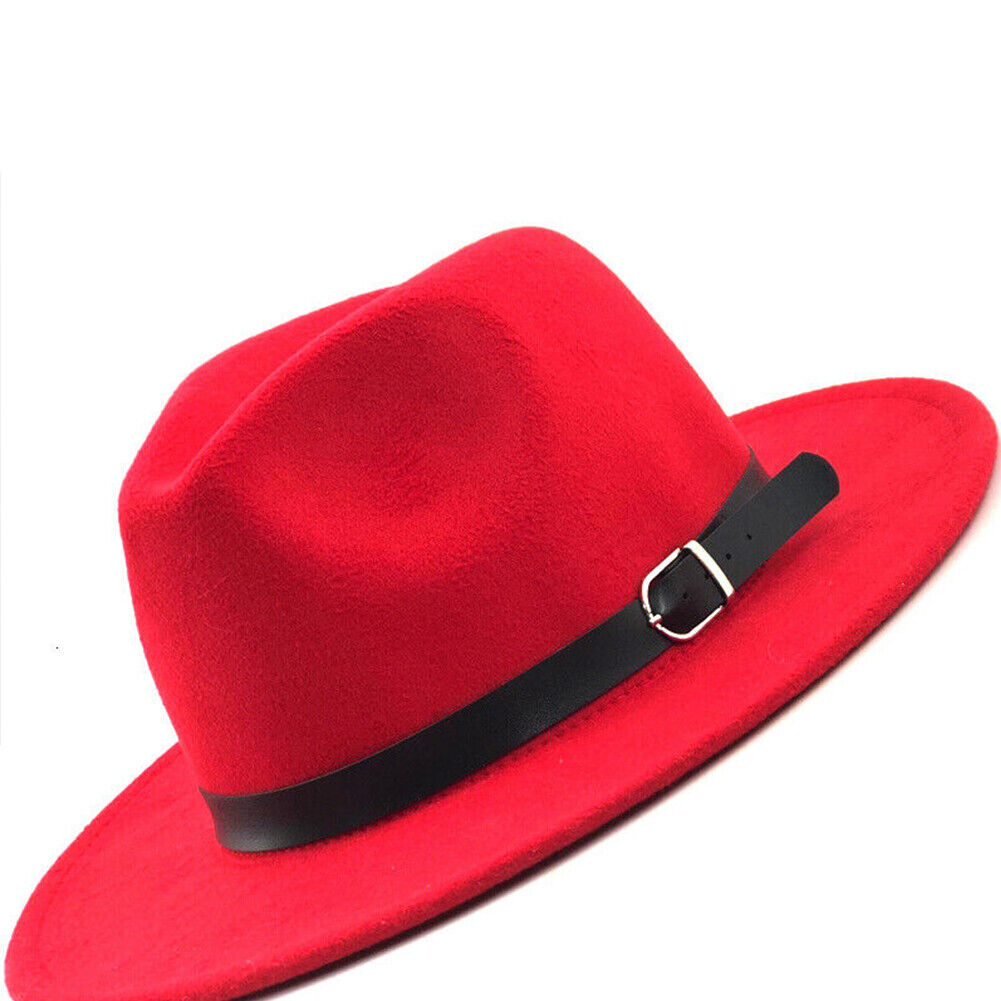 US 1-2 Pcs Wide Brim Fedora Hat Water Resistant Leather Band Winter Fall Western