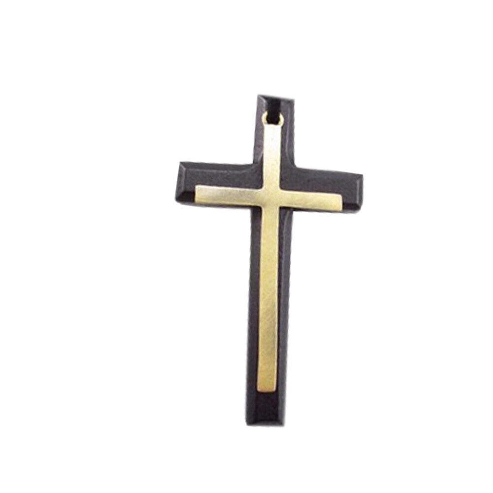 US 1-2 Pack Wood Wooden Cross Long Pendant Adjustable Christian Necklace Unisex