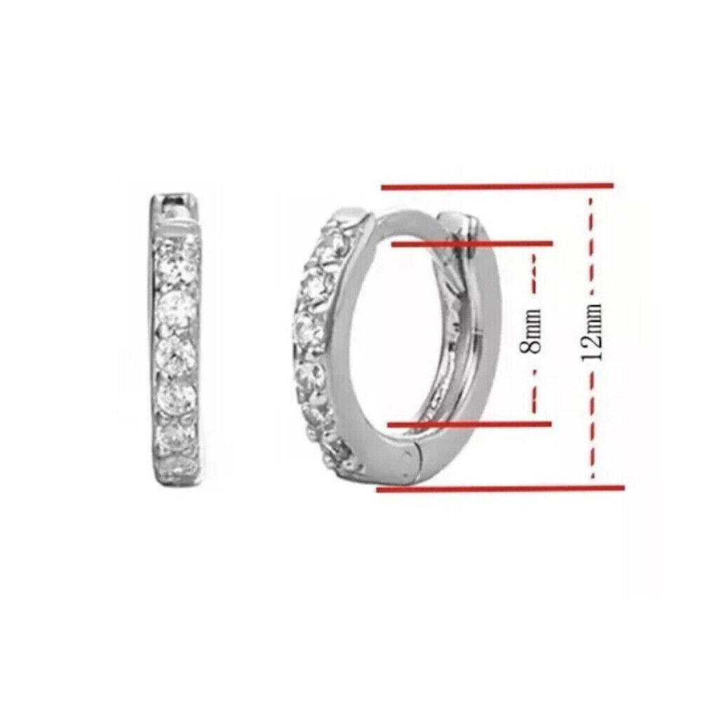 US 1-2 Pairs Womens 925 Sterling Silver CZ Huggie Hoop Earrings Non-Tarnish Gift