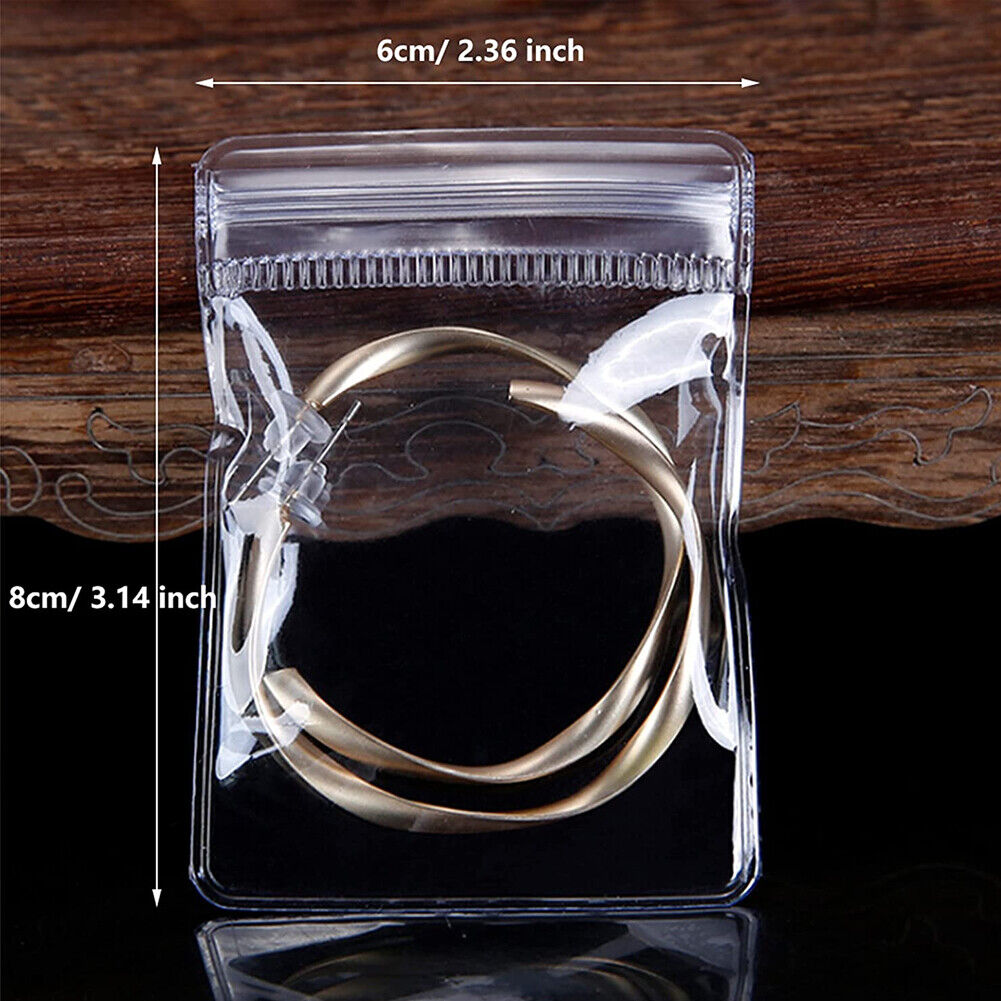 US 100 Pack PVC Clear Jewelry Anti Oxidation Zipper Bags Anti-tarnish Organizers