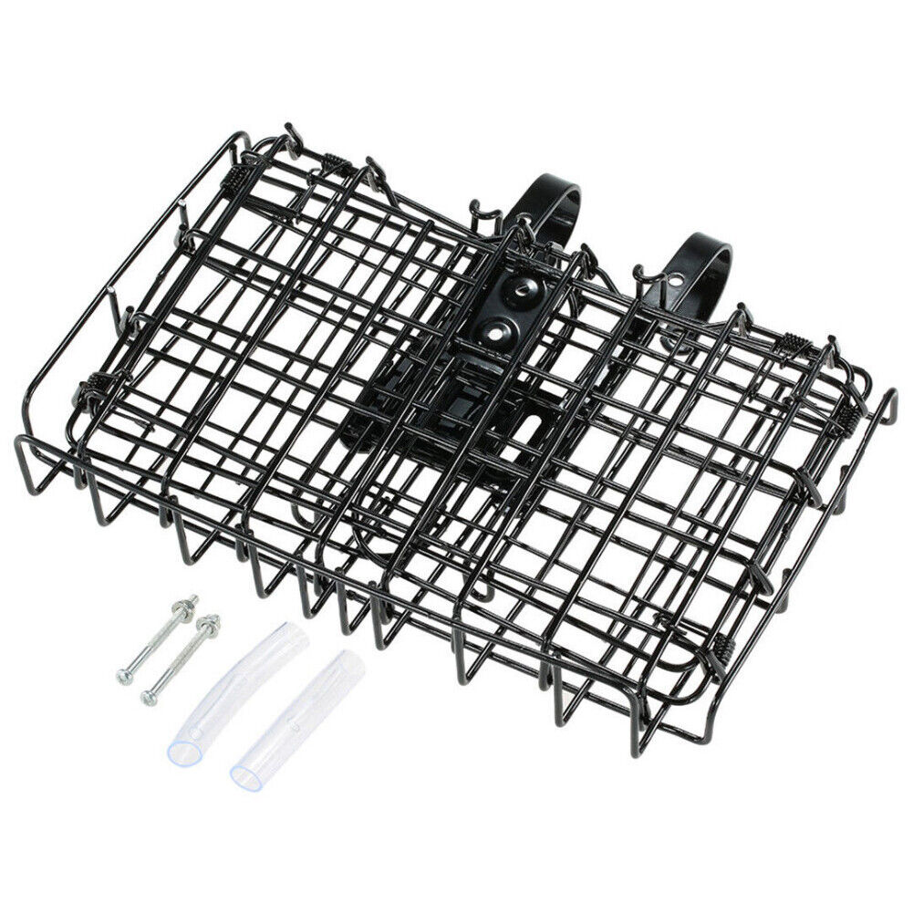 US 1-2 Pack Folding Rear Bike Basket Wire Mesh Fold-Up Detchable Front Rear Bag
