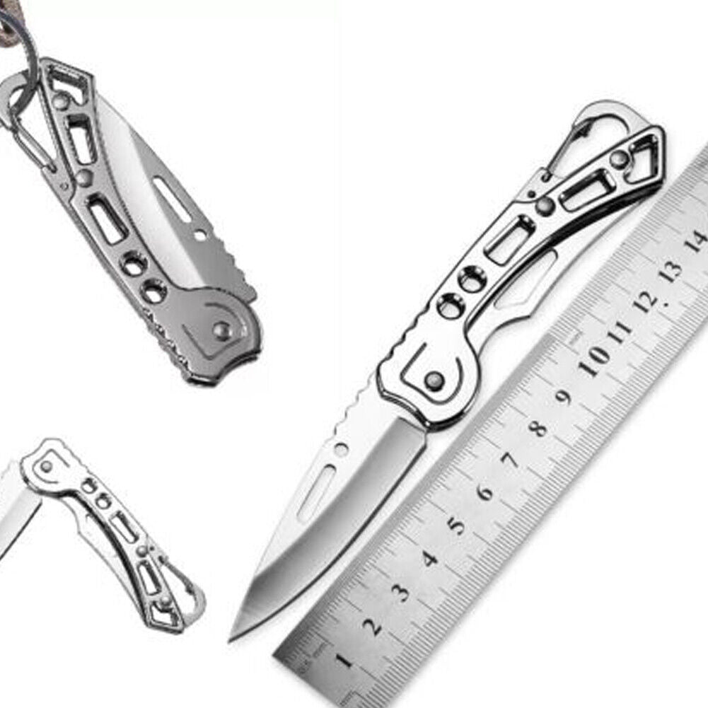 US 2-4 Pc Outdoor Camping Fold Knife EDC Pocket Survival Folding Knife Carabiner