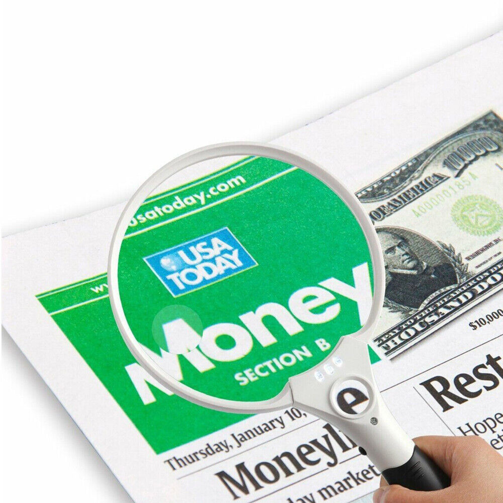 US 1-2 Pack 3 LED Lens Handheld Magnifier Reading Magnifying Glass Jewelry Loupe