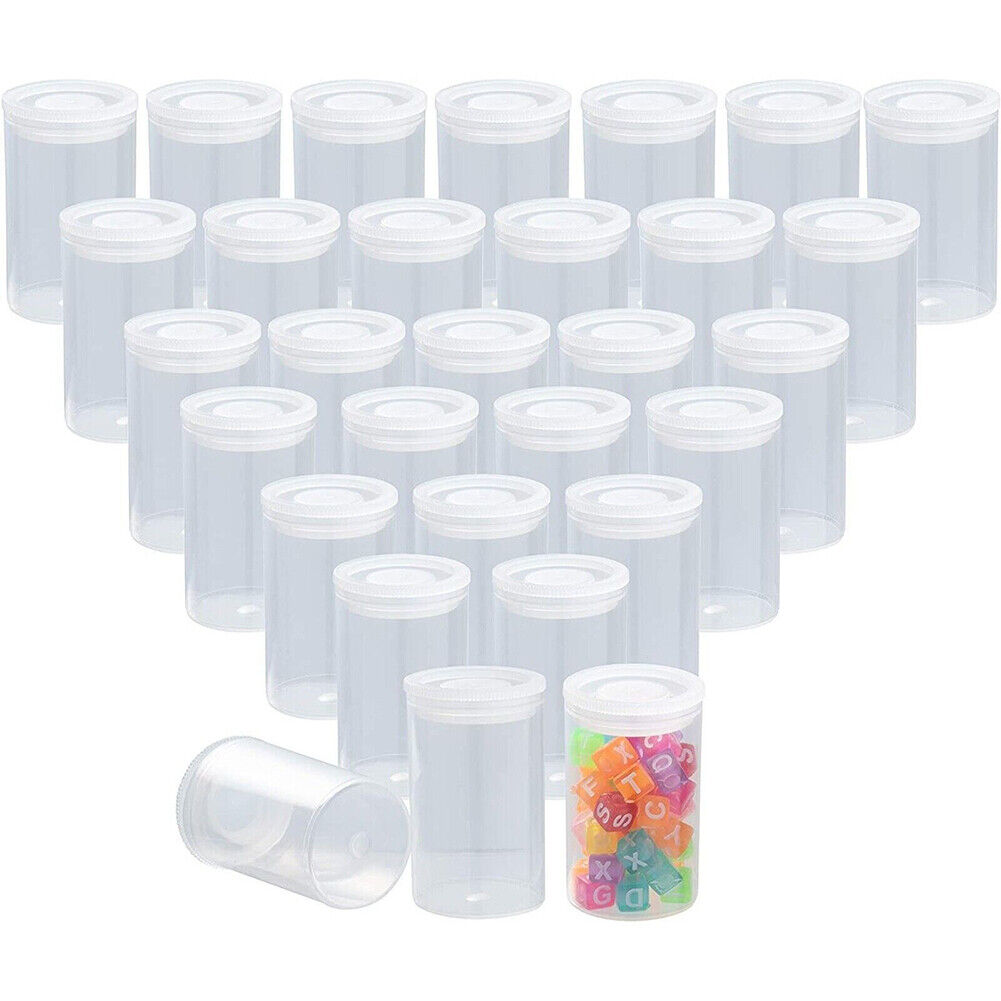 US 50-100 Pack Clear Film Canisters with Caps for 35mm Storage Small Accessories