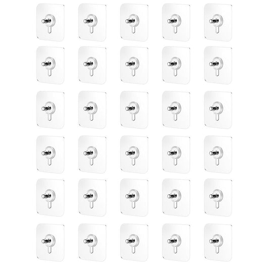 US 30-60Pc 2.36''Seamless Hang Screw Nail Sticker Mount Wall Shelf Adhesive Hook