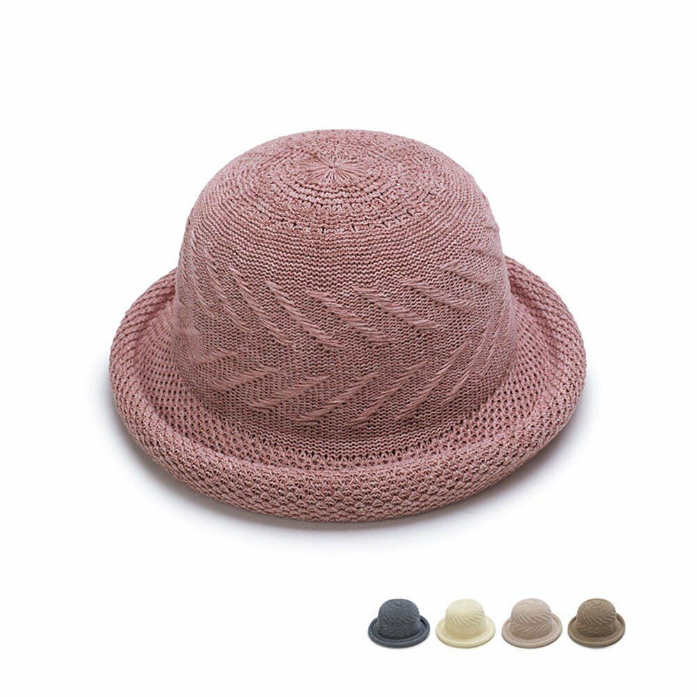 Magik Roll-up Summer Breathable Sun Braided Trim Straw Bowler Cap Cloche Hat