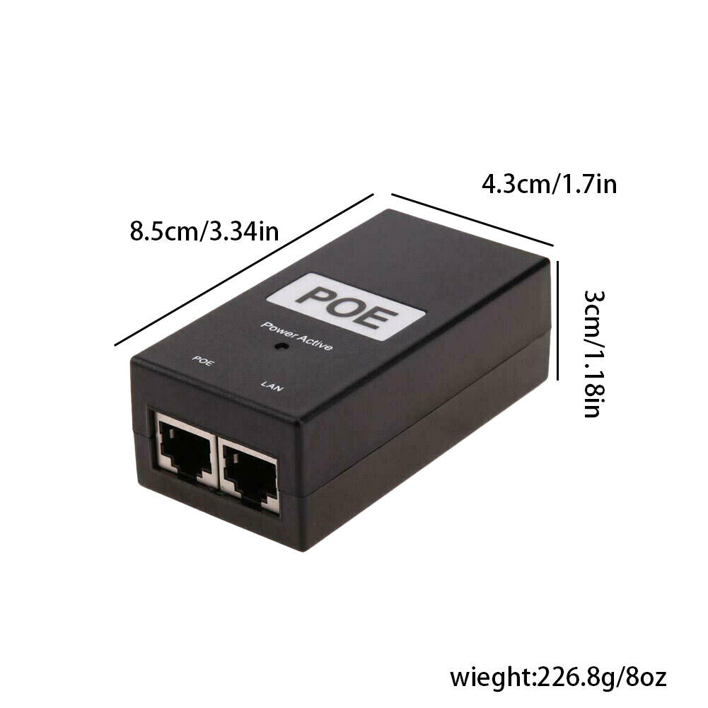 US POE Injector 48V 24W PowerOver Ethernet Adapter IP Phone Camera IEEE 802.3af