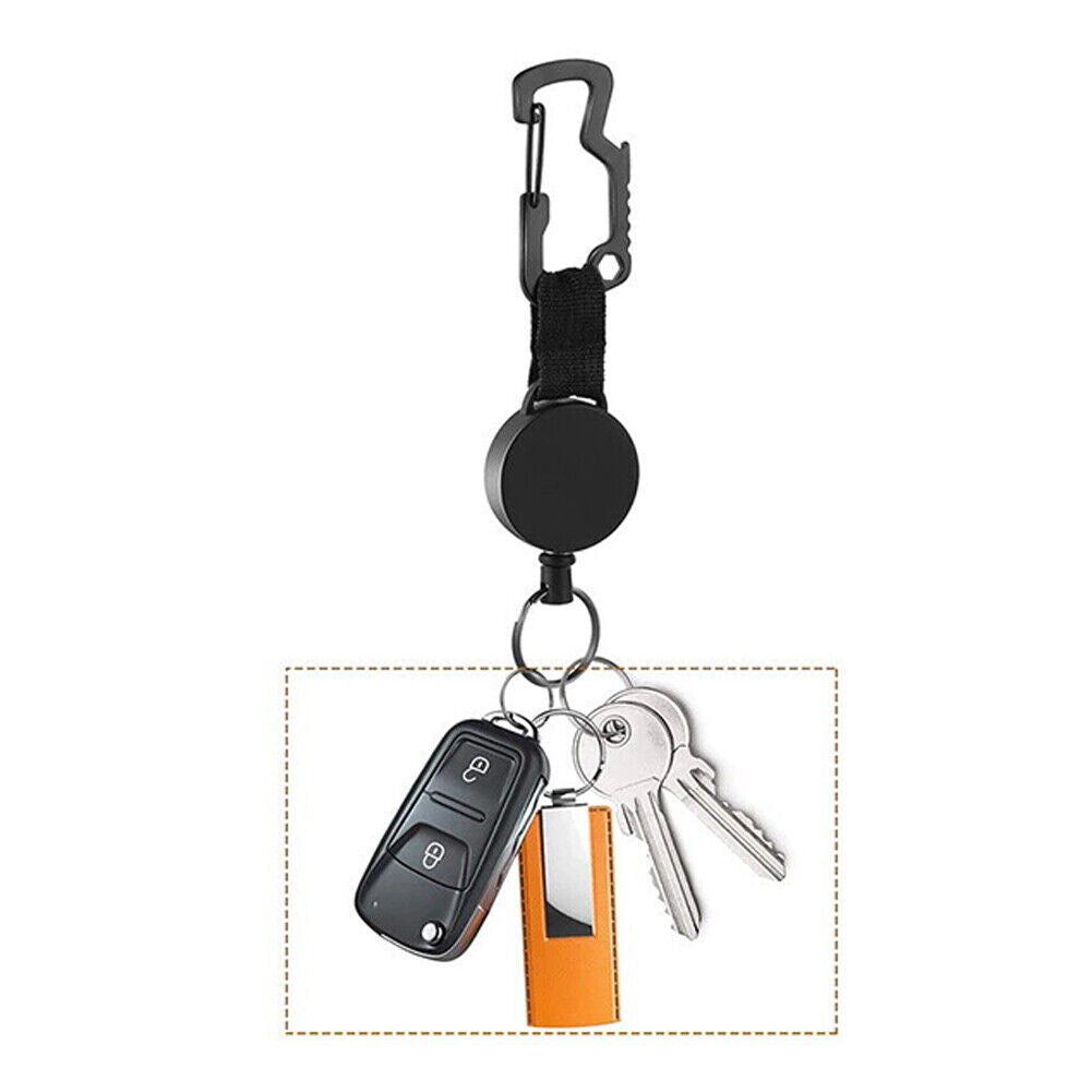 US 1-2Pc Retractable Key Chain Multifunctional Carabiner Badge Holder Anti Lost