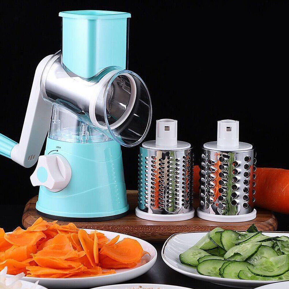 US 1-2 Pack Rotary Cheese Grater Shredder Manual Speed Round Food Slicer Grinder