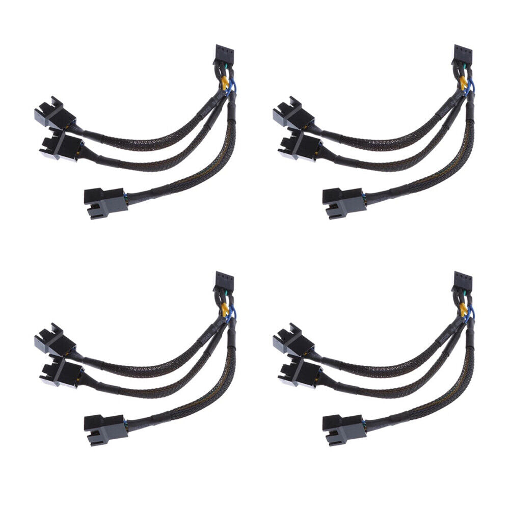 US 4-8 Pack 4 Pin 1 to 3 Way PWM Case PC Fan Splitter Cable Hub Power Adapter