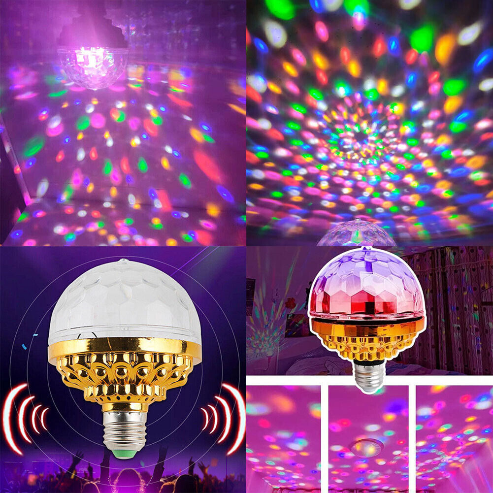 US 1-2 Pack Colorful Rotating Magic Ball Light Colorful DJ Party Bulb Sockets