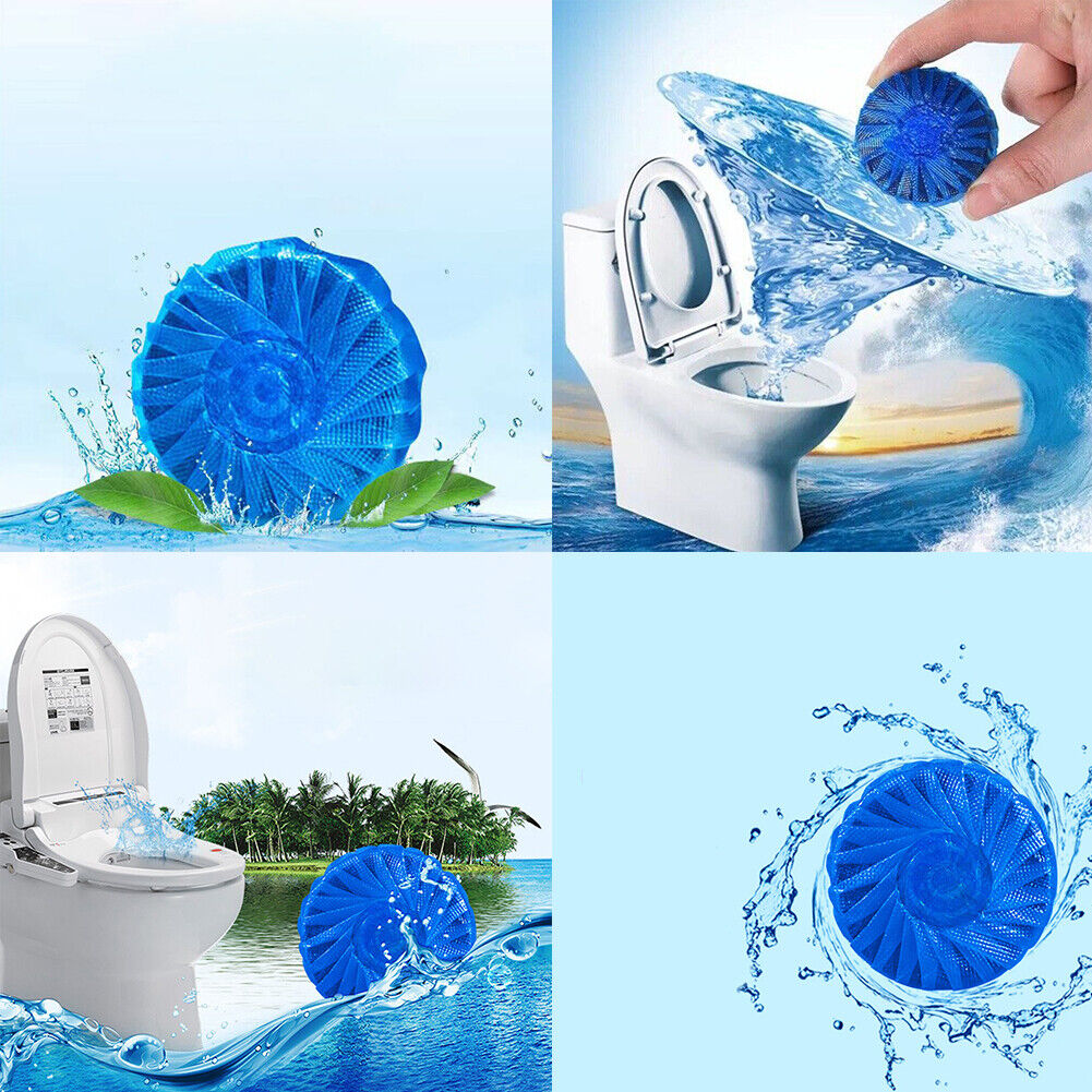 US 40-80 Pcs Automatic Bleach Toilet Bowl Cleaner Stain Remover Blue Tab Tablet