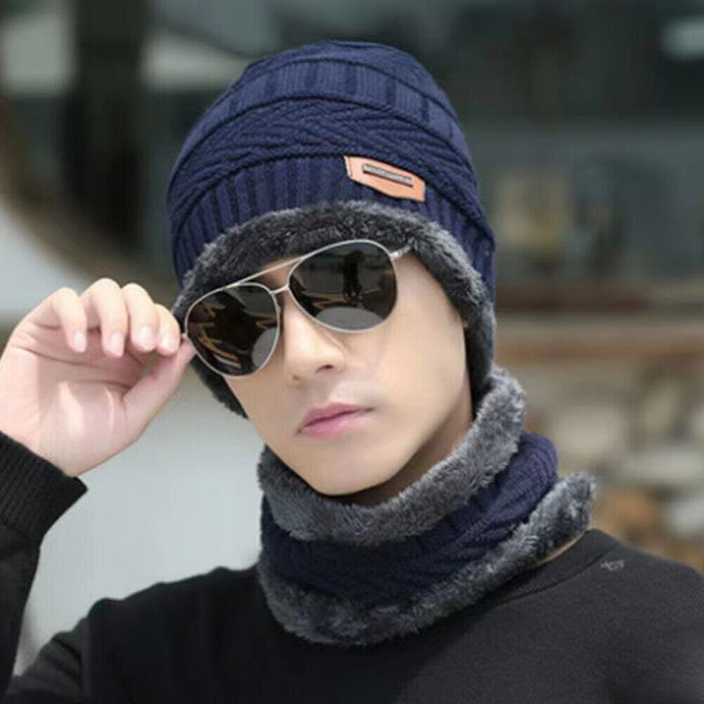 US 2-4 Pack Men Women Winter Baggy Slouchy Knit Warm Beanie Hat Scarf Set Skull