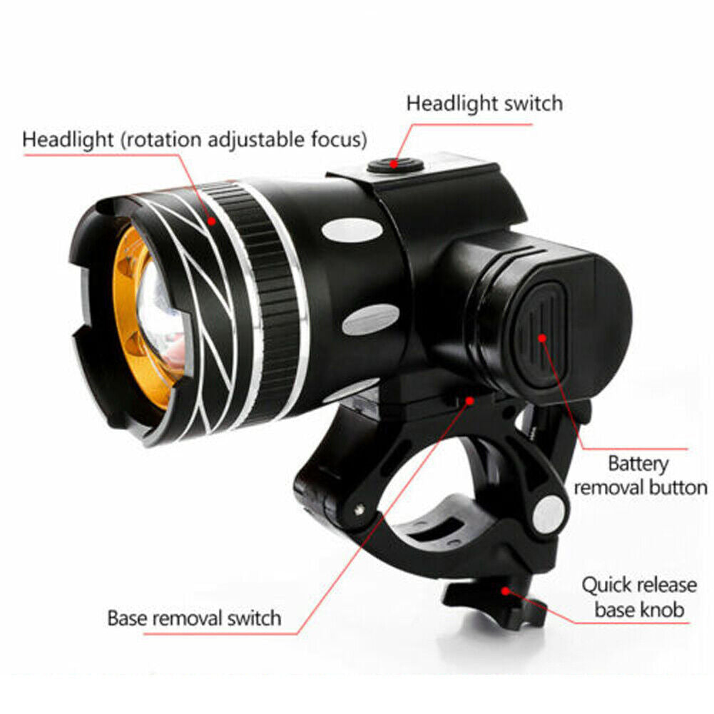 US 2-4 Pc Bicycle Light Rechargeable Cycling LED Front Headlight Lamp Waterproof