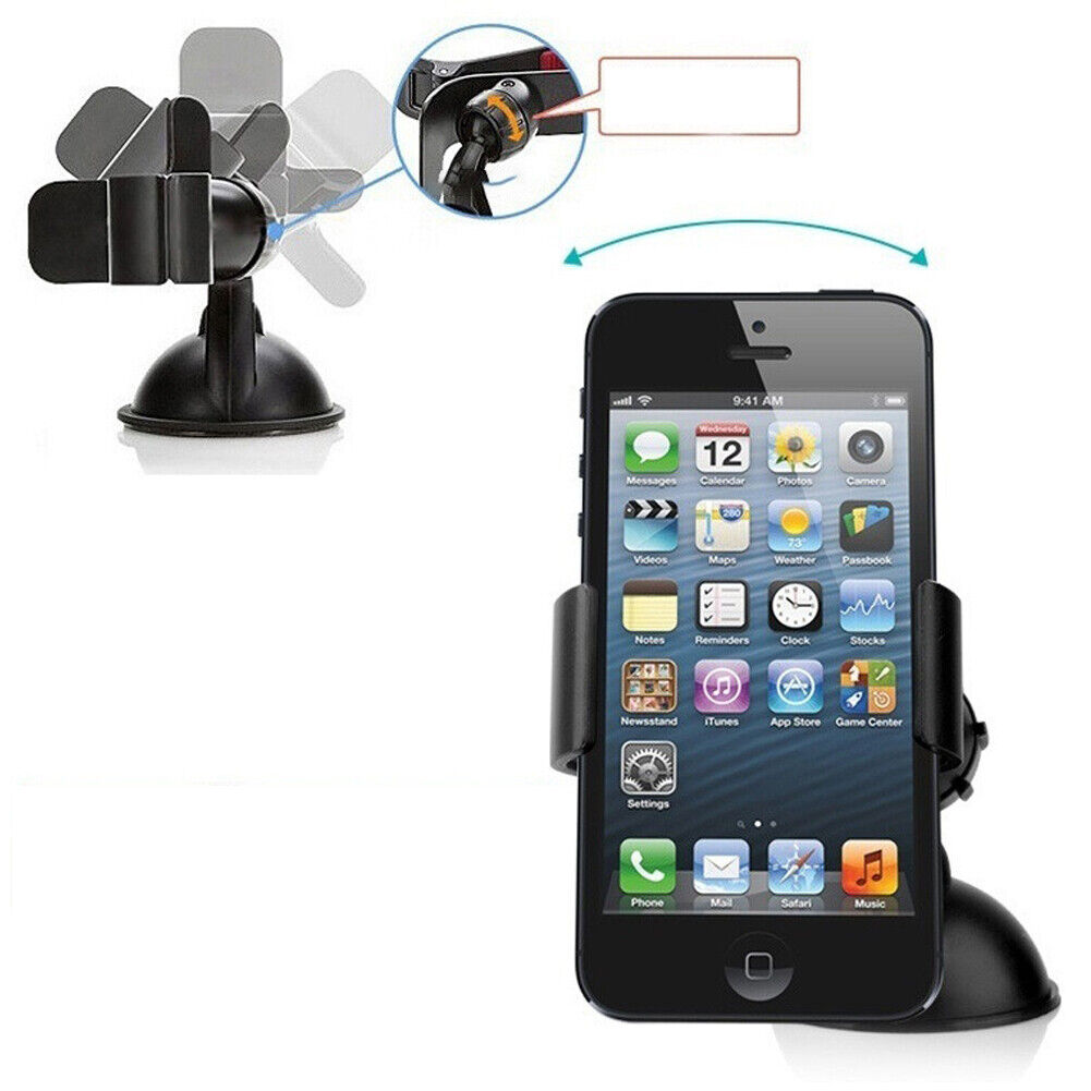 US2-4Pc 360°Rotating Car Windshield Mount Holder Stand Bracket For iPhone Phone