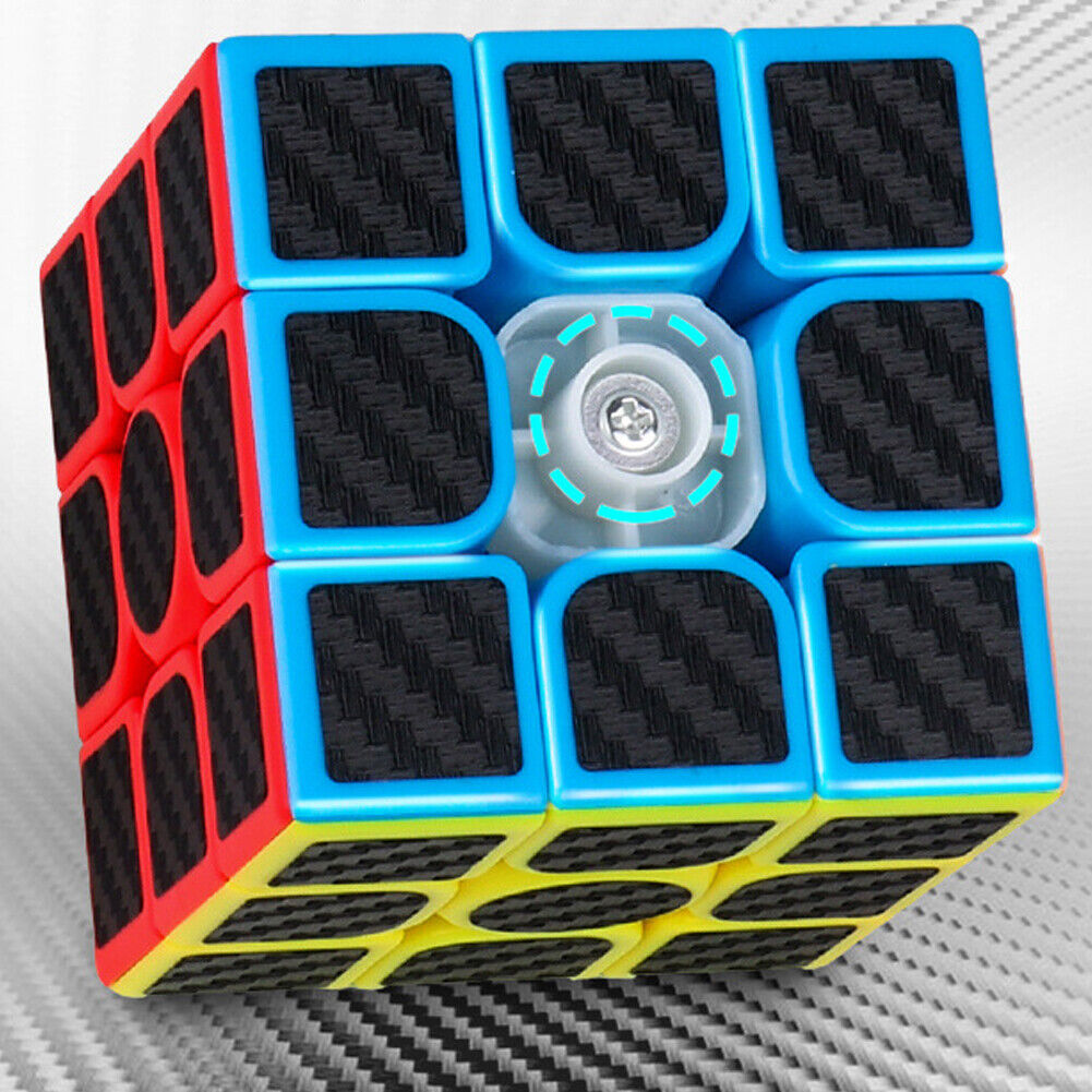 US 1-2 Pc Full Sized Speed Cube Carbon Fiber 3x3 Rubix Magic Puzzle Twist Toy