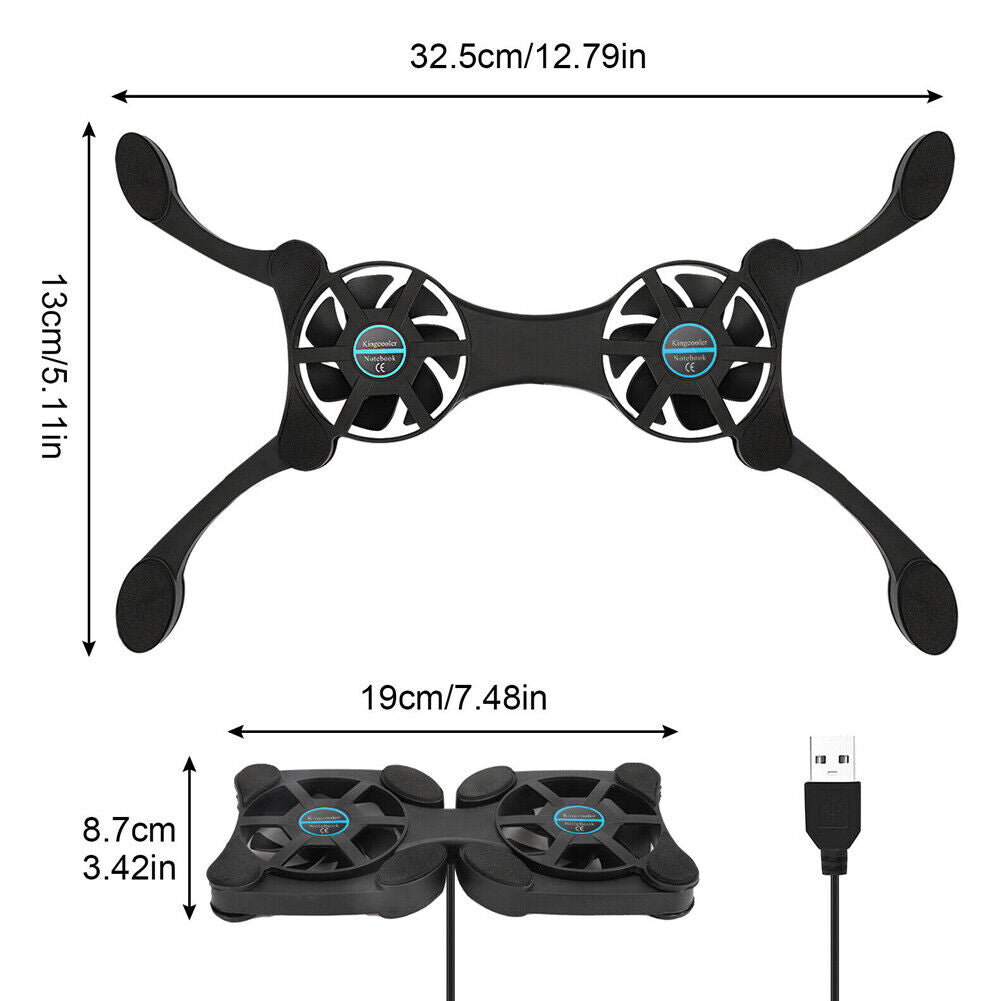 US 2-4 Pc Foldable Dual USB Fan Adjustable for Laptop PC Notebook Quite Cooler