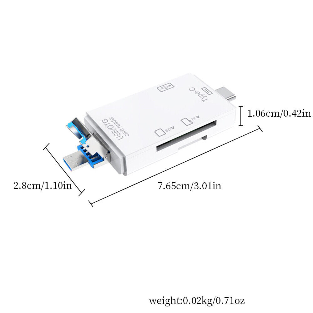 US 1-2 Pc USB 3.0 6 in 1 Card Reader TF SD Card USB C OTG For Android Phone PC