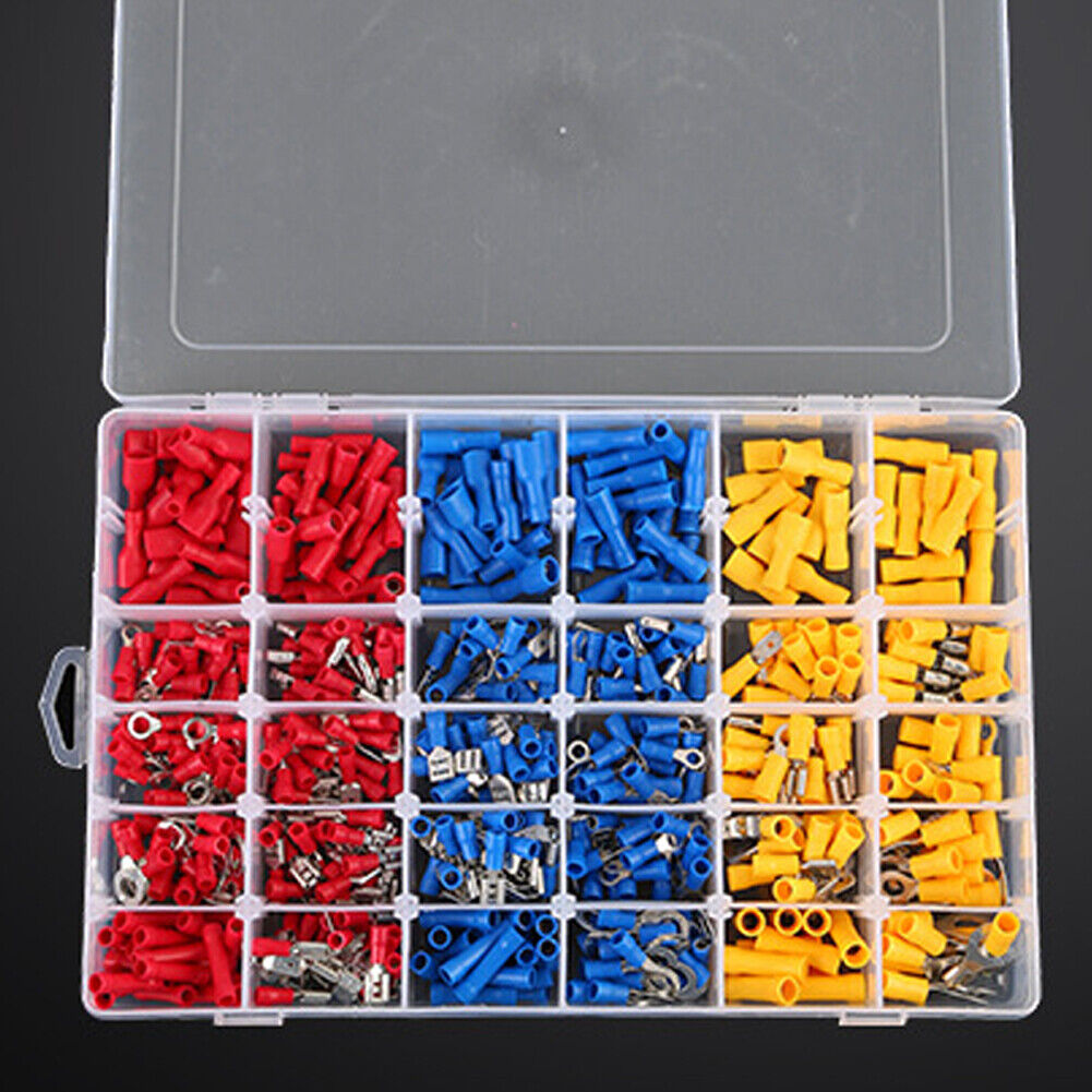 US 480 PC ASSORTED INSULATED ELECTRICAL WIRE TERMINAL CRIMP CONNECTOR SPADE SET