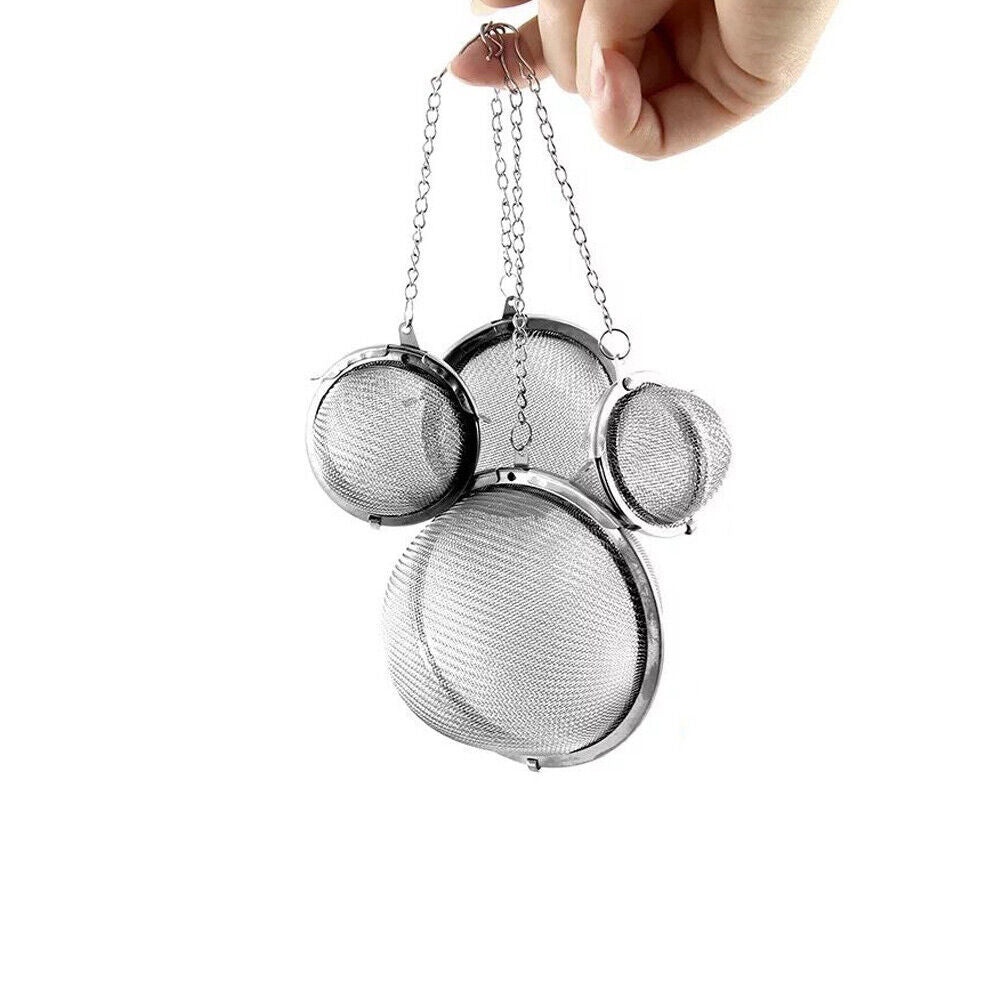 US 1-2 Pc Stainless Steel Mesh Tea Ball Strainer Diffuser Steeper Lock Filtering