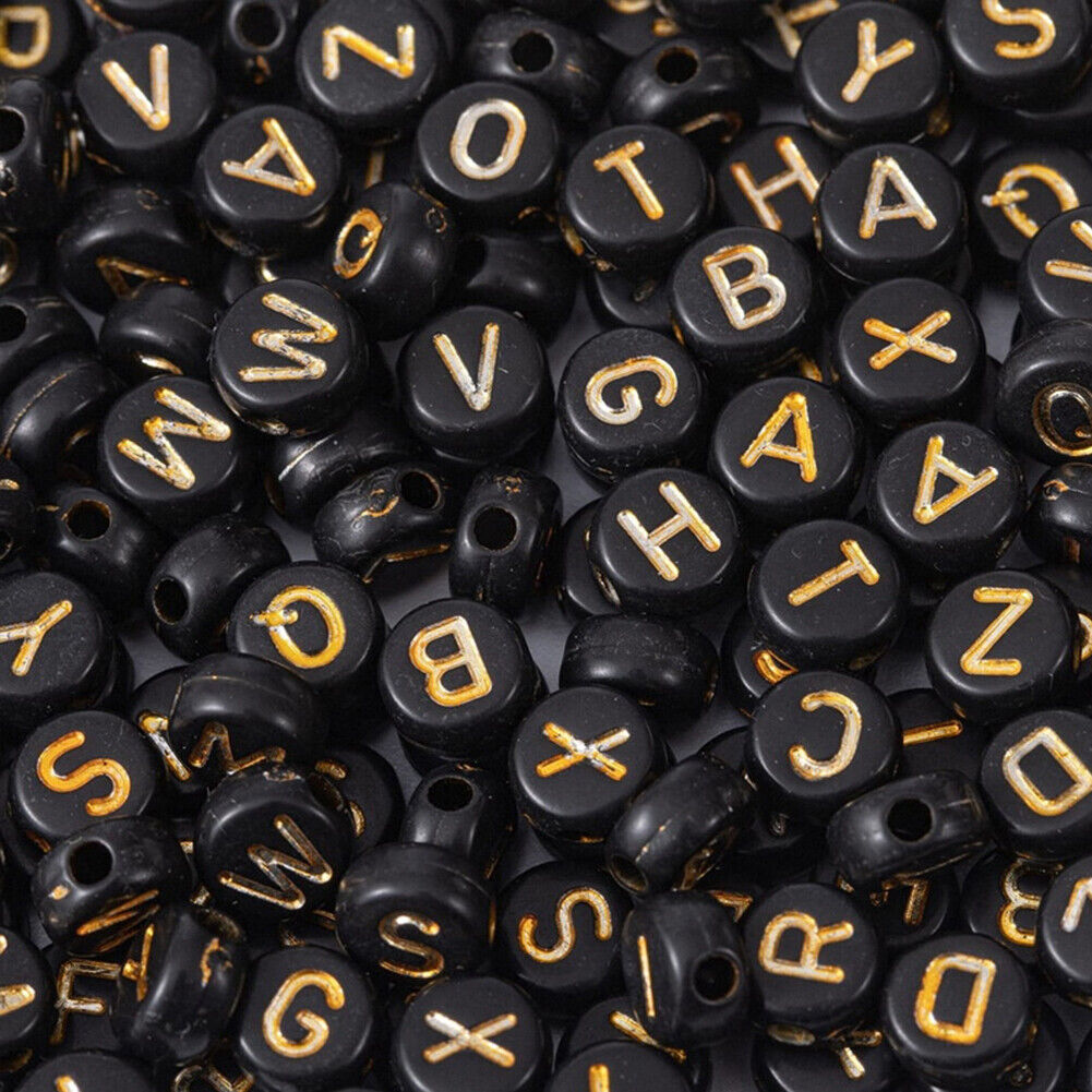 US 1000-2000 Pc Flat Round Acrylic Alphabet Letter Beads For DIY Jewelry Making