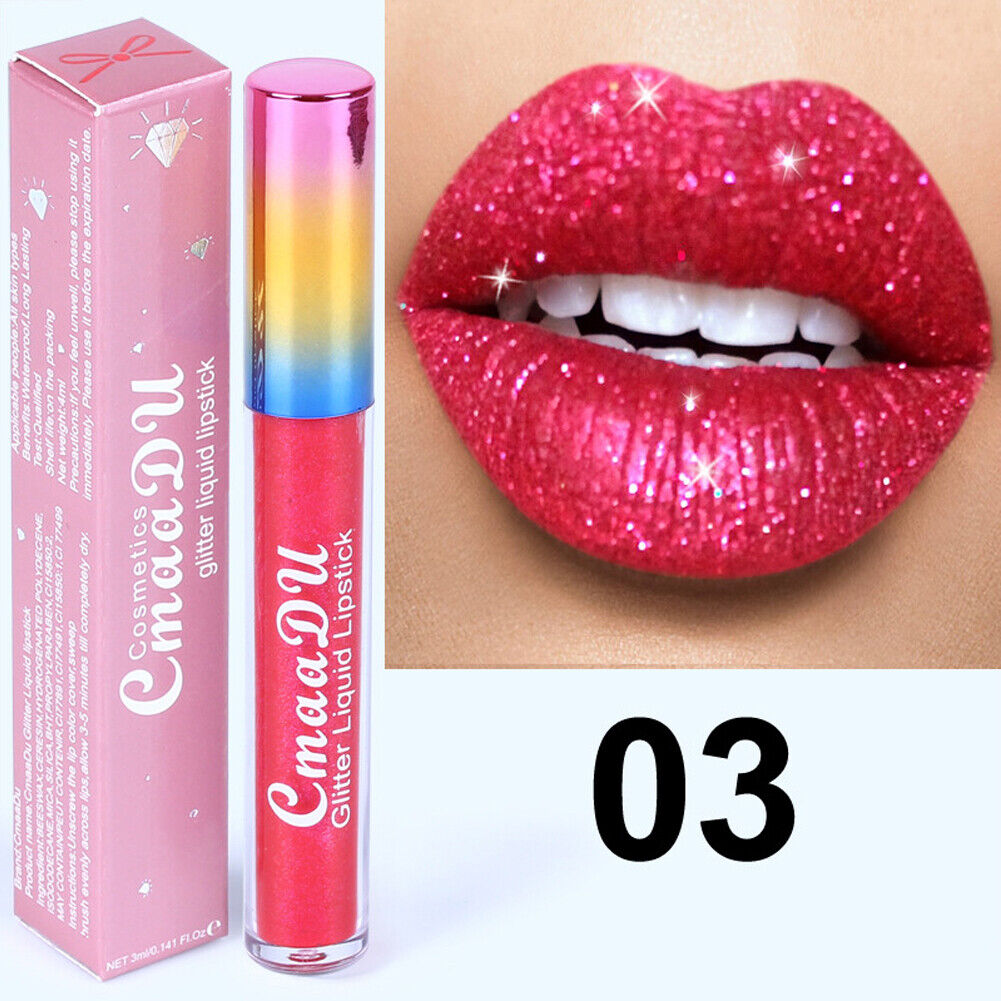 US 6-12 Pc Set 6 Color Glitter Liquid Lipstick Waterproof Long Lasting Lip Gloss