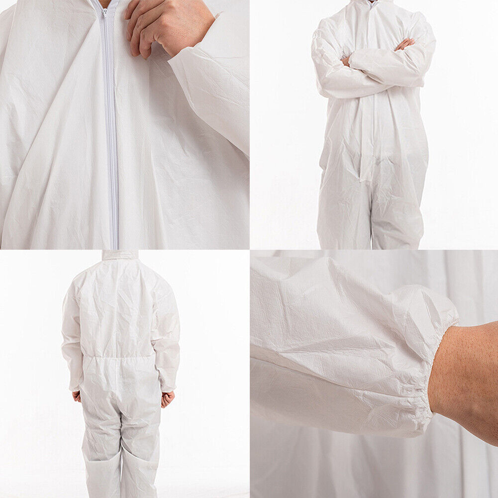 US 2-4 Pack Disposable Coverall PPE Suit Biohazard Chemical Protection Isolation