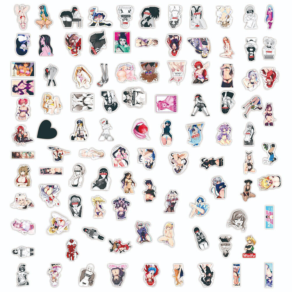 US 100-200 Pcs Sexy Anime Stickers Waifu Girl Explicit Beautiful Gorgeous Vinyl