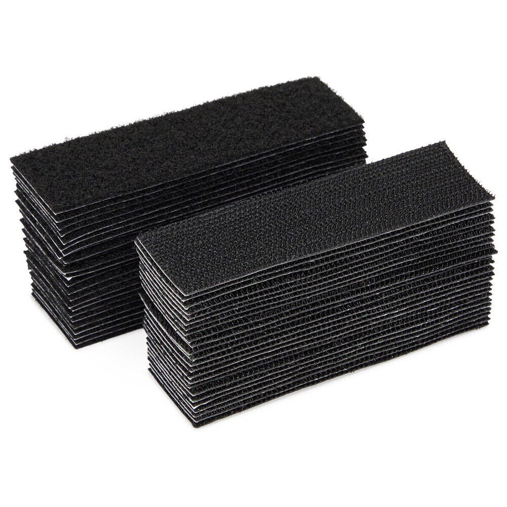 US 40-80 Pack Hook and Loop Strips with Adhesive, 1.2 x 4 Inches Black
