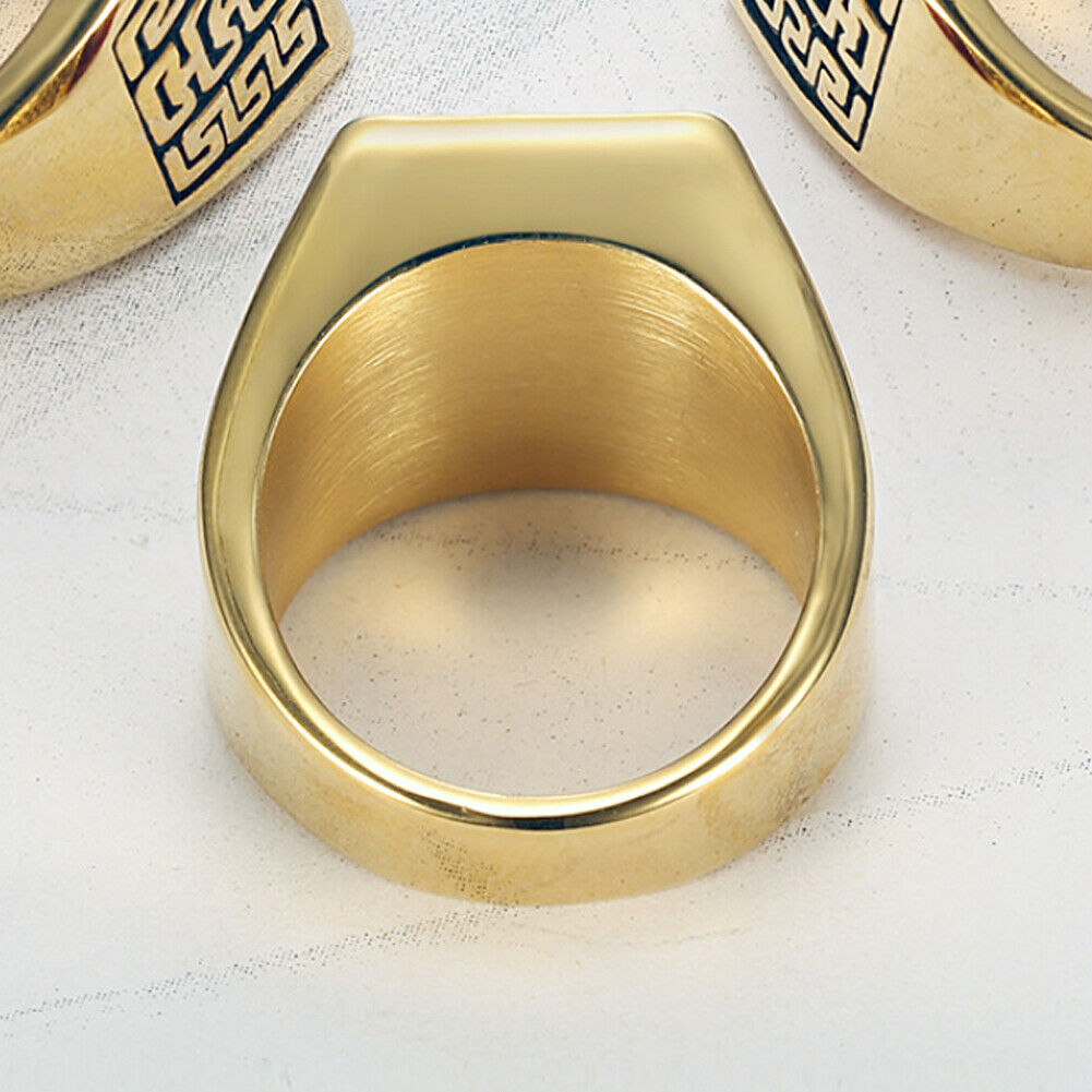 US Men Gold Plated Stainless Steel Red CZ Crystal Stone Ring Men Size 7-11