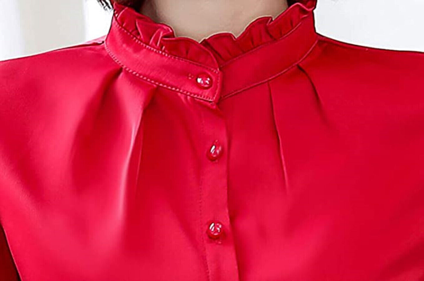 Women Vintage Pleated Collared Button Down Shirt Long Sleeve Blouse Stretch