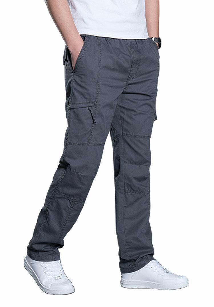 Men's Full Elastic Waist Loose Fit Pants Workwear Pull On Cargo Pants