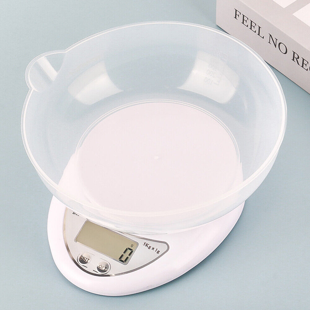 US 5kg/1g Digital LCD Electronic Kitchen Scales Diet Food Compact with Bowl