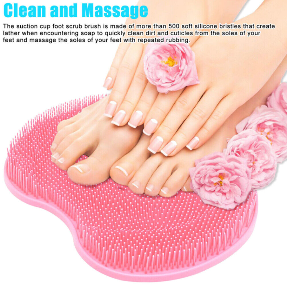 US 1-2 Pcs Shower Foot Back Scrubber Silicone Bath Massage Pad Body Wall Mounted